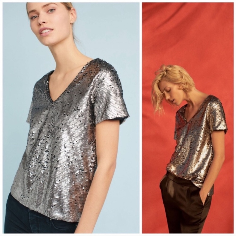 Anthropologie Vanessa Virginia Sequin Top